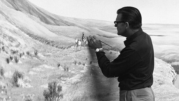 Clarence Tillenius Painting Antelope Diorama