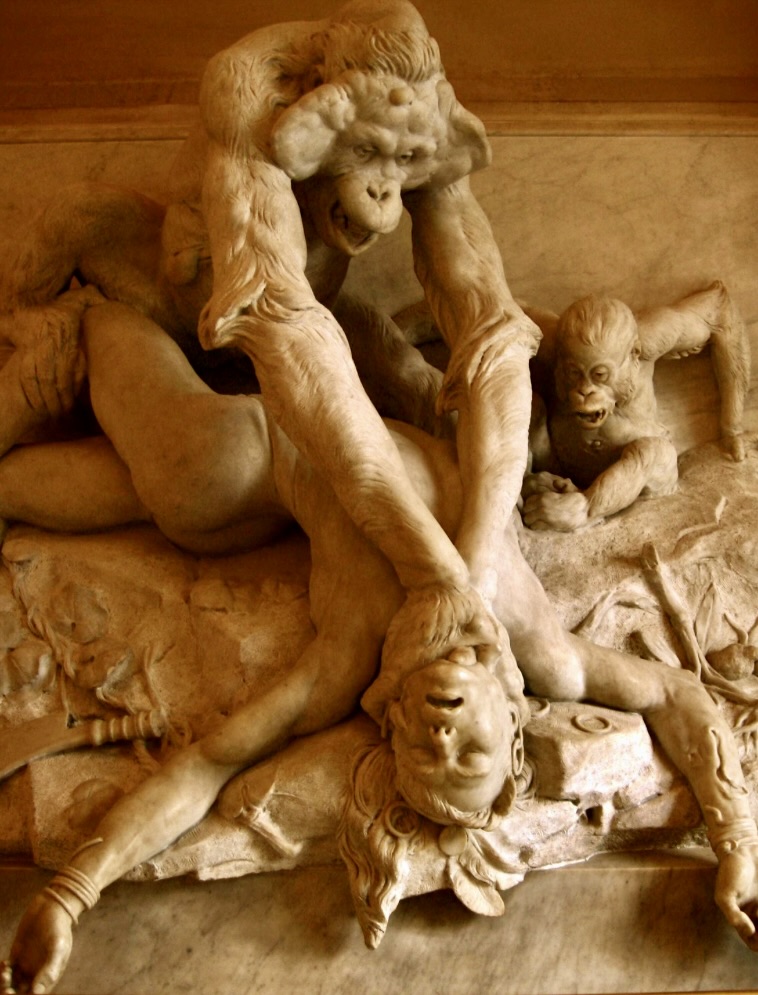 Orangutan sculpture by Emmanuel Frémiet, 1898